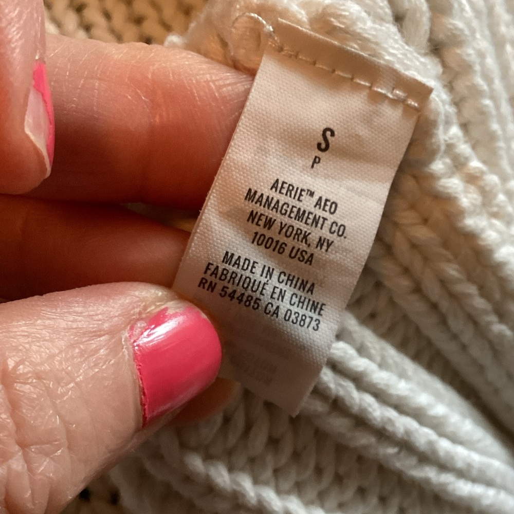 Aerie Cream Open-Front Chunky Knit Sweater Size Small - Picture 6 of 7